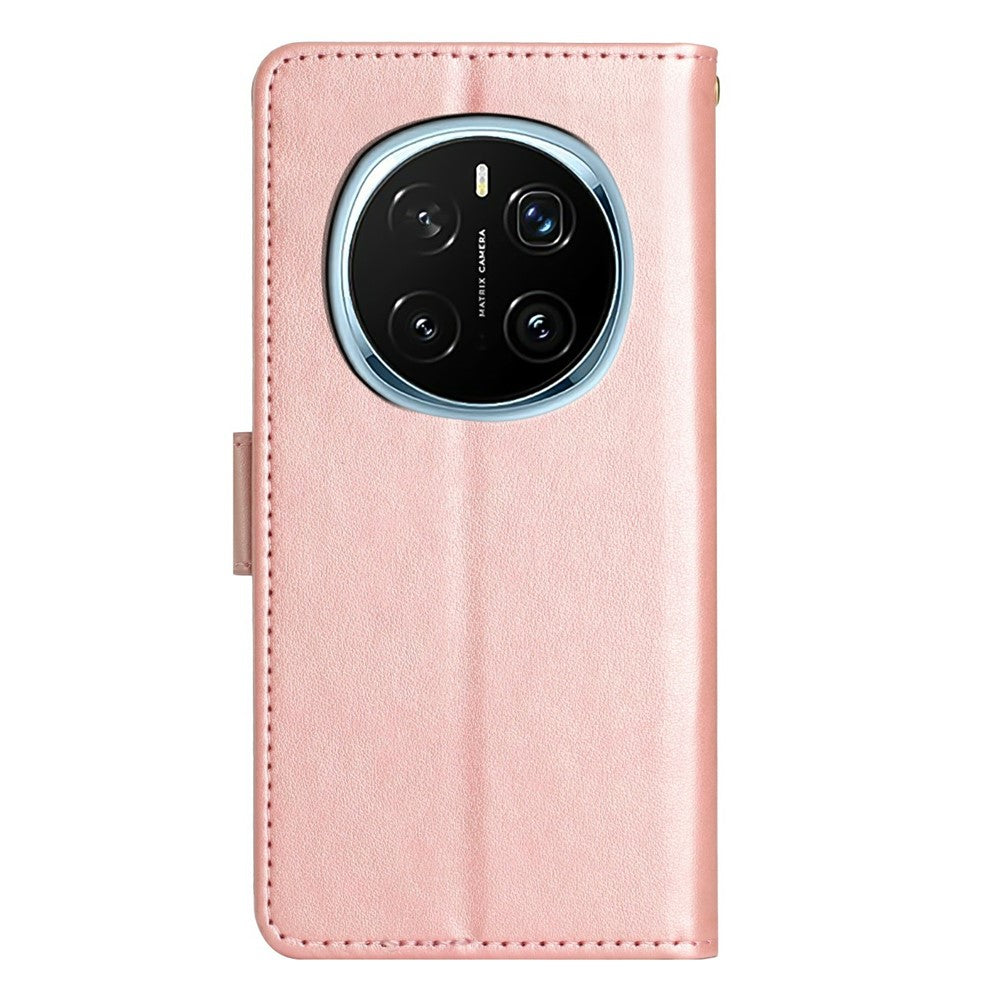 For Honor Magic7 Pro 5G Leather Wallet Case Butterfly Flower Imprinted Phone Cover with Strap