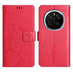 For Honor Magic7 Pro 5G Leather Wallet Case Butterfly Flower Imprinted Phone Cover with Strap