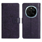 For Honor Magic7 Pro 5G Leather Wallet Case Butterfly Flower Imprinted Phone Cover with Strap