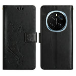 For Honor Magic7 Pro 5G Leather Wallet Case Butterfly Flower Imprinted Phone Cover with Strap