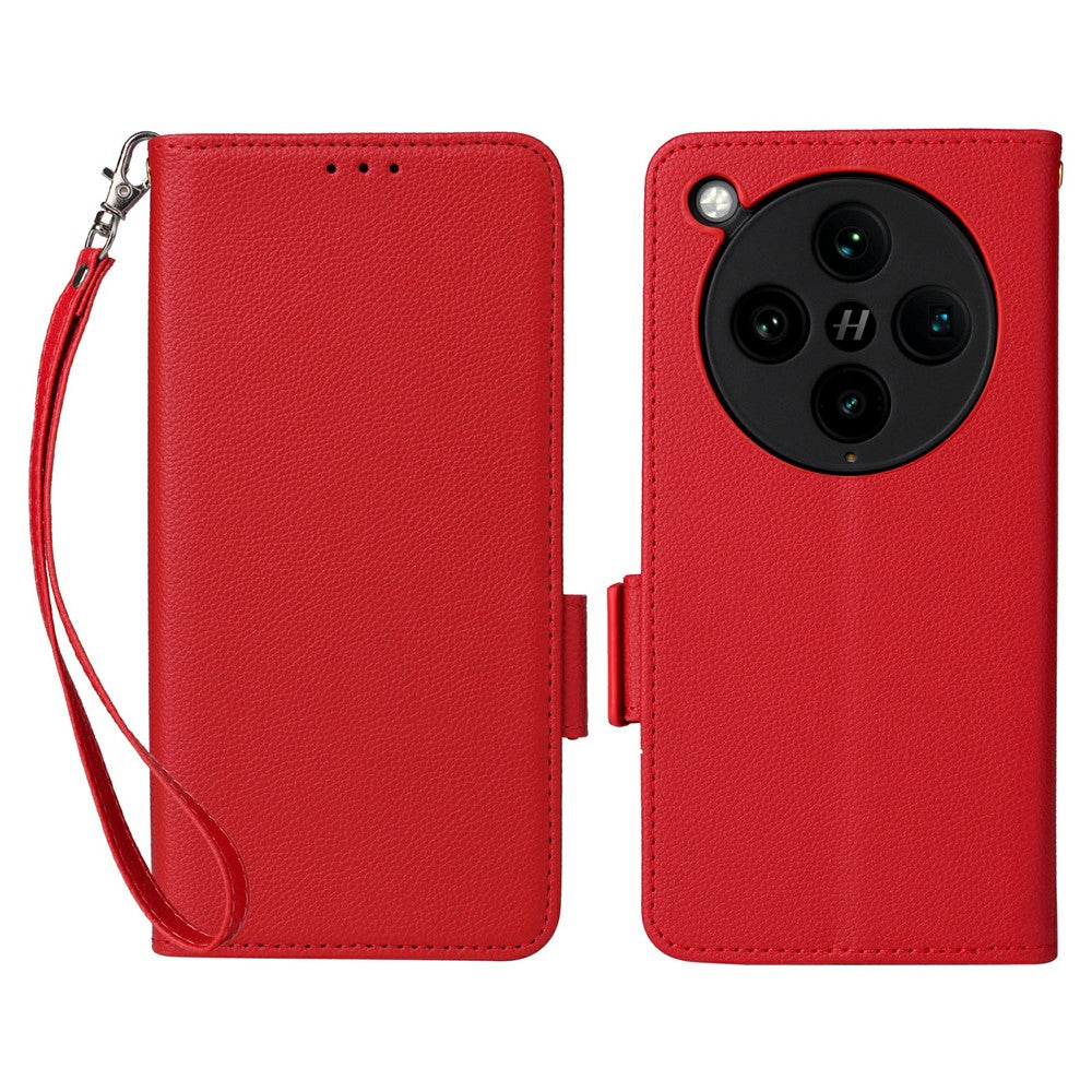 For Oppo Find X8 Pro 5G Case with Wrist Strap Litchi Texture PU Leather Wallet Phone Cover