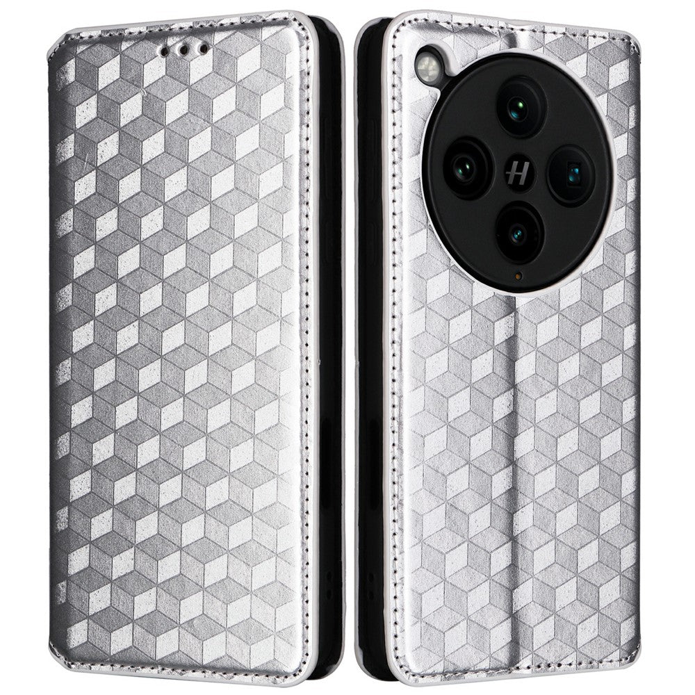 For Oppo Find X8 Pro 5G Wallet Case Rhombus Imprinted Leather Phone Cover