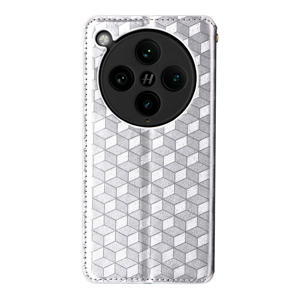 For Oppo Find X8 Pro 5G Wallet Case Rhombus Imprinted Leather Phone Cover