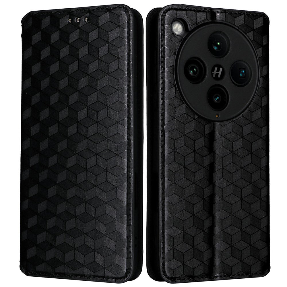 For Oppo Find X8 Pro 5G Wallet Case Rhombus Imprinted Leather Phone Cover