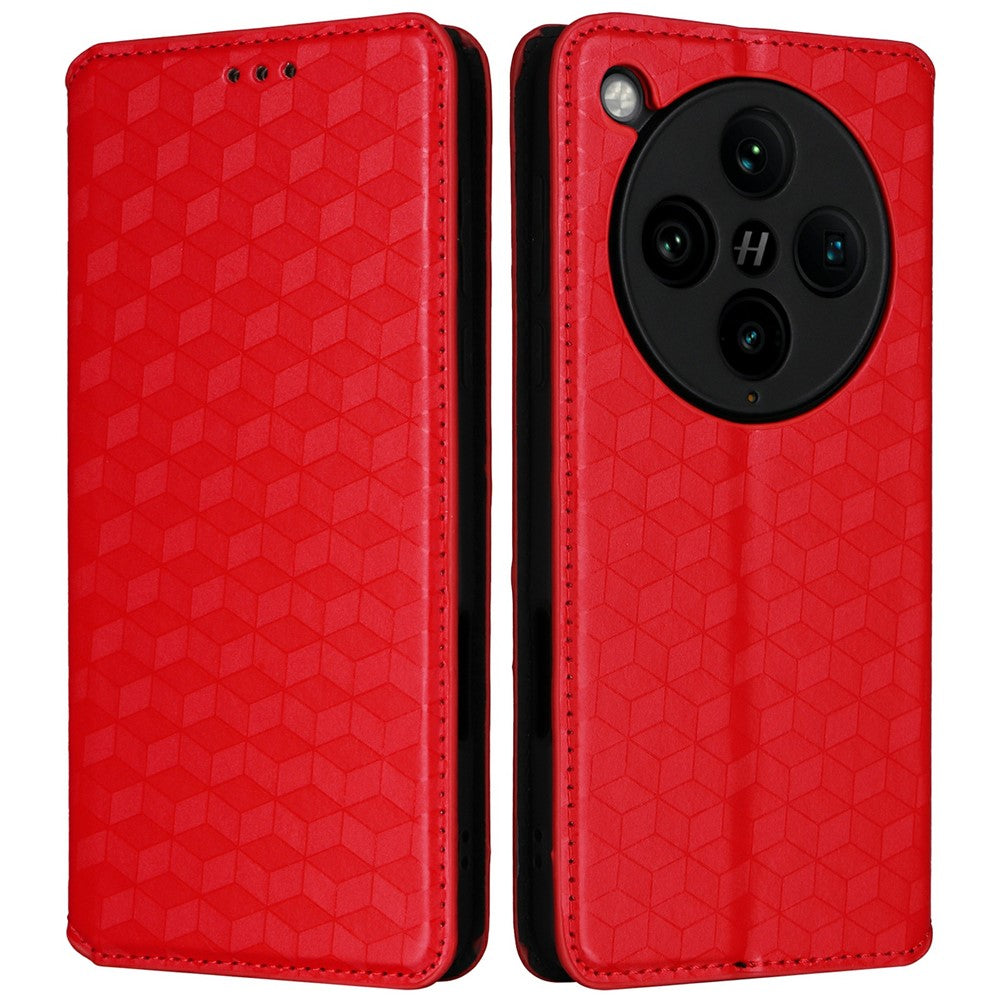 For Oppo Find X8 Pro 5G Wallet Case Rhombus Imprinted Leather Phone Cover