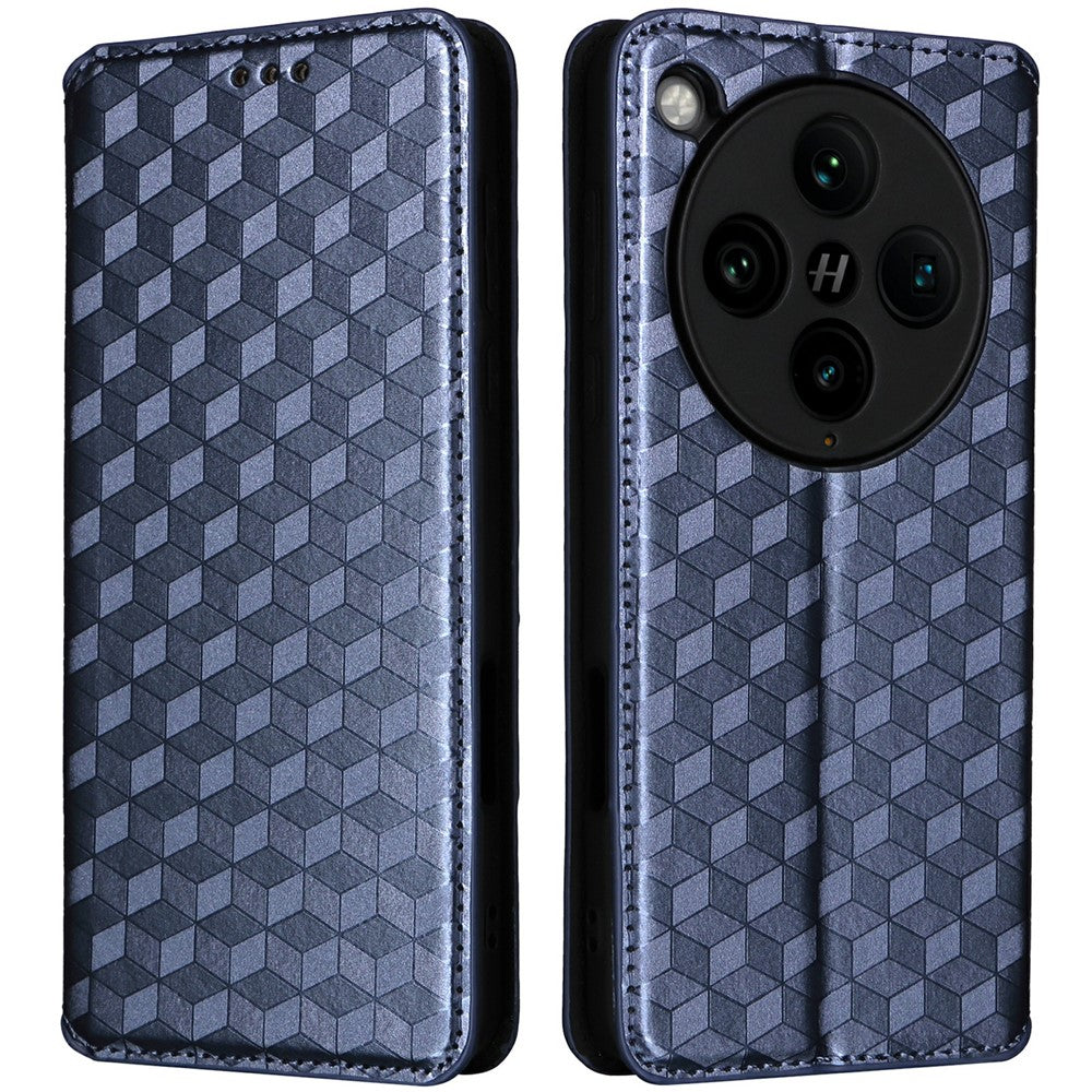 For Oppo Find X8 Pro 5G Wallet Case Rhombus Imprinted Leather Phone Cover