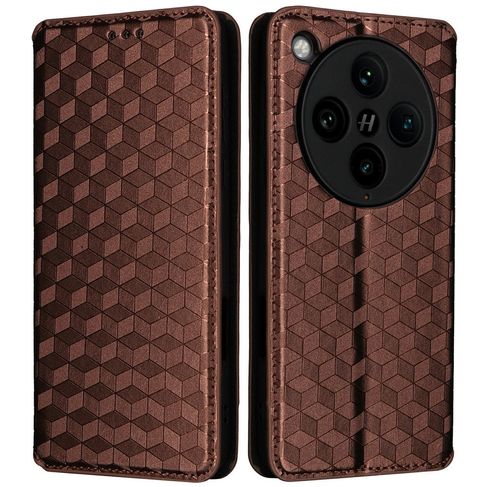 For Oppo Find X8 Pro 5G Wallet Case Rhombus Imprinted Leather Phone Cover