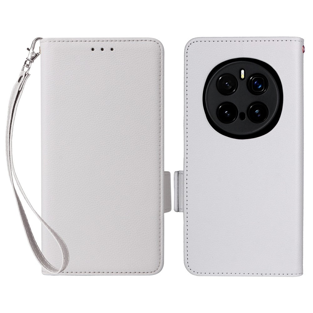 For Honor Magic7 Pro 5G Case with Wrist Strap Litchi Texture PU Leather Wallet Phone Cover