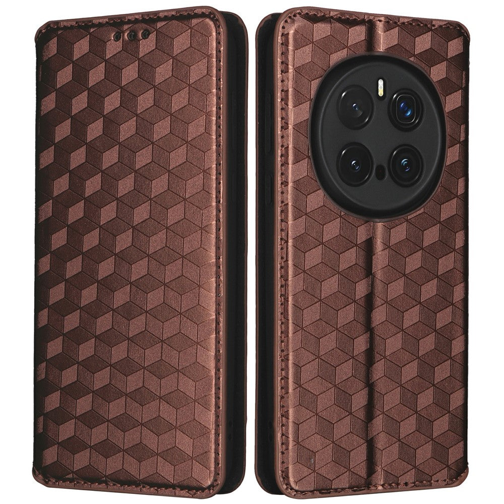 For Honor Magic7 Pro 5G Wallet Case Rhombus Imprinted Leather Phone Cover