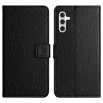 Samsung Galaxy A17 5G / A17 4G / A26 5G-cover, PU-læderpung med litchi-tekstur, sort