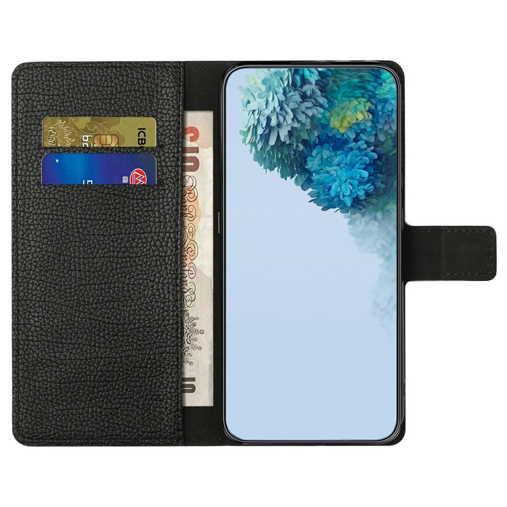 Samsung Galaxy A17 5G / A17 4G / A26 5G-cover, PU-læderpung med litchi-tekstur, sort