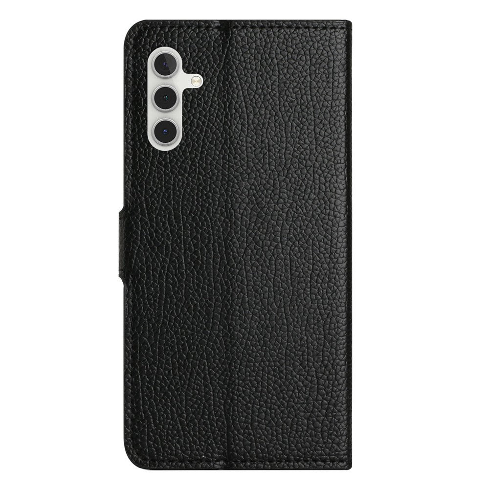 Samsung Galaxy A17 5G / A17 4G / A26 5G-cover, PU-læderpung med litchi-tekstur, sort