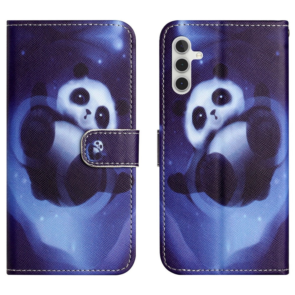 Samsung Galaxy A18 4G / A18 5G / A17 4G / A17 5G / A26 5G skal mönster tryck PU-läder plånboksfodral korsstruktur