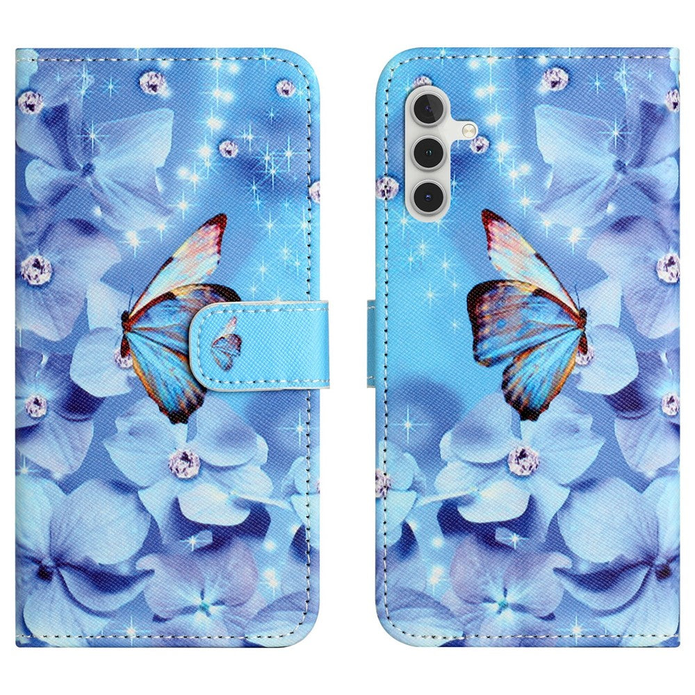 Samsung Galaxy A18 4G / A18 5G / A17 4G / A17 5G / A26 5G skal mönster tryck PU-läder plånboksfodral korsstruktur