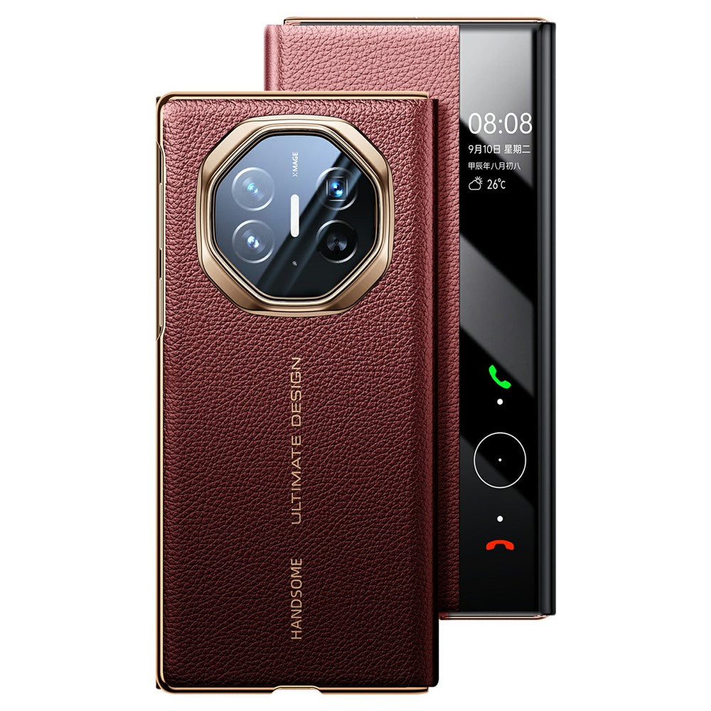 For Huawei Mate XT Ultimate Case View Window Genuine Cow Leather Smart Phone Cover