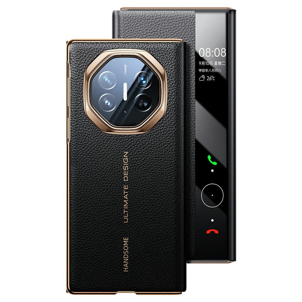 For Huawei Mate XT Ultimate Case View Window Genuine Cow Leather Smart Phone Cover