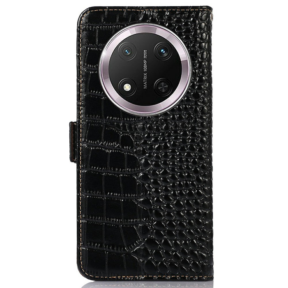 For Honor Magic7 Lite 5G / X9c 5G / X60 Pro 5G Case Crocodile Texture Genuine Cow Leather Phone Wallet Cover