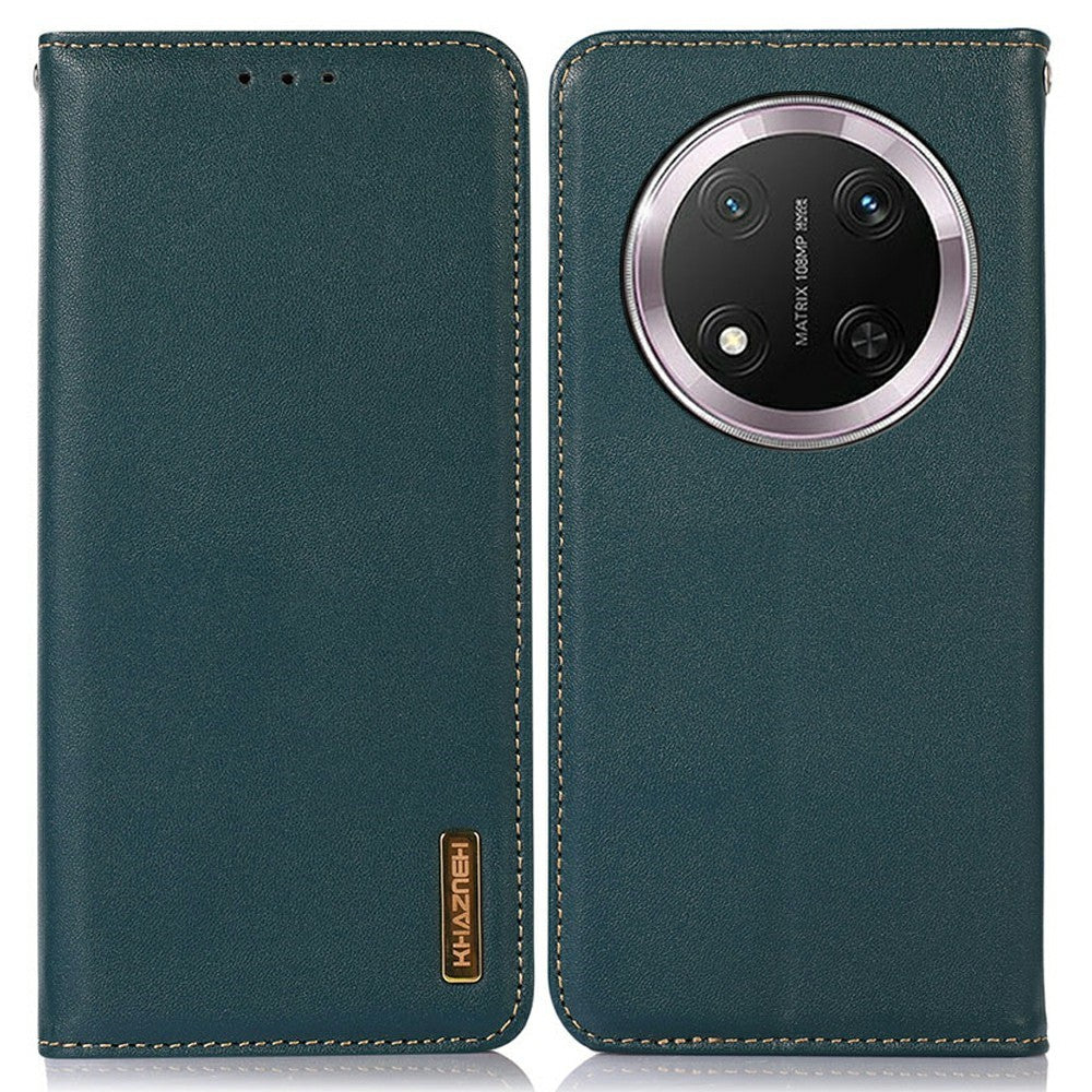 KHAZNEH For Honor Magic7 Lite 5G / X9c 5G / X60 Pro 5G Case Genuine Cow Leather Wallet Phone Cover Nappa Texture