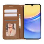 For Samsung Galaxy A26 5G Wallet Phone Case Checkered Pattern Imprint Leather Flip Cover with Wrist Strap