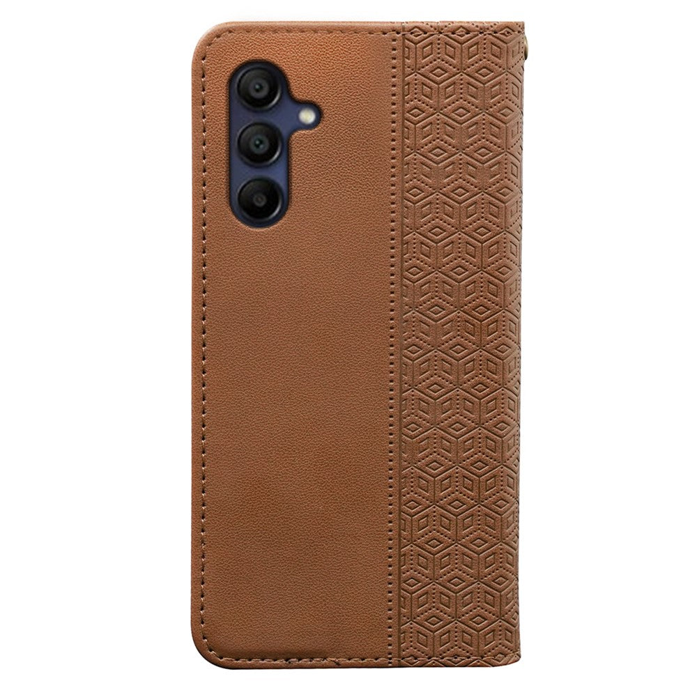 For Samsung Galaxy A26 5G Wallet Phone Case Checkered Pattern Imprint Leather Flip Cover with Wrist Strap