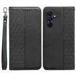 For Samsung Galaxy A26 5G Wallet Phone Case Checkered Pattern Imprint Leather Flip Cover with Wrist Strap