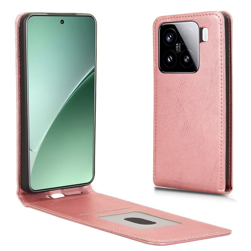 For Xiaomi 15 Case with Card Slot Magnetic Vertical Flip Leather Phone Cover
