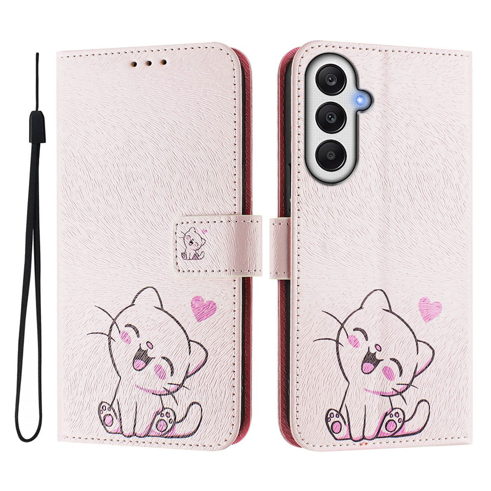Til Samsung Galaxy A37 5G / A56 5G / A36 5G etui med mønstertryk, pung-telefoncover med rem