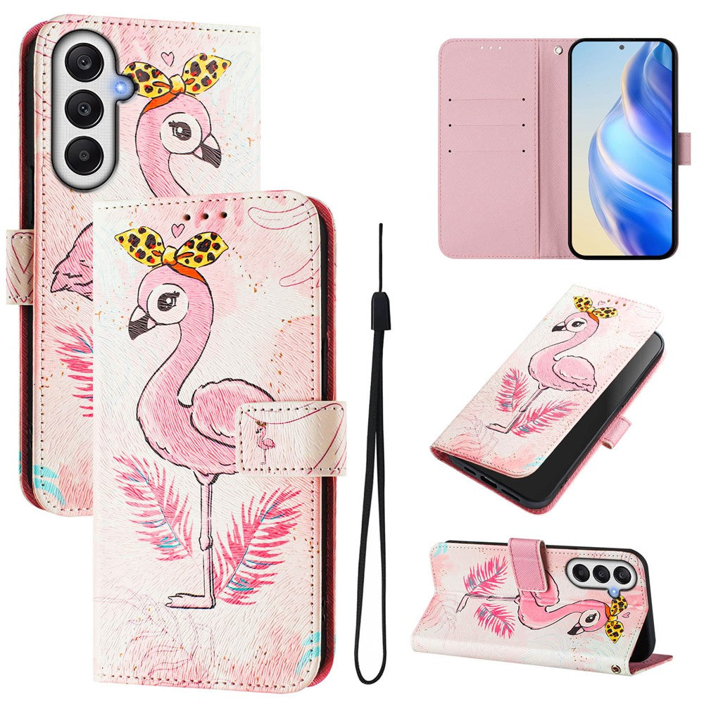 Til Samsung Galaxy A37 5G / A56 5G / A36 5G etui med mønstertryk, pung-telefoncover med rem