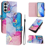 Til Samsung Galaxy A37 5G / A56 5G / A36 5G etui med mønstertryk, pung-telefoncover med rem