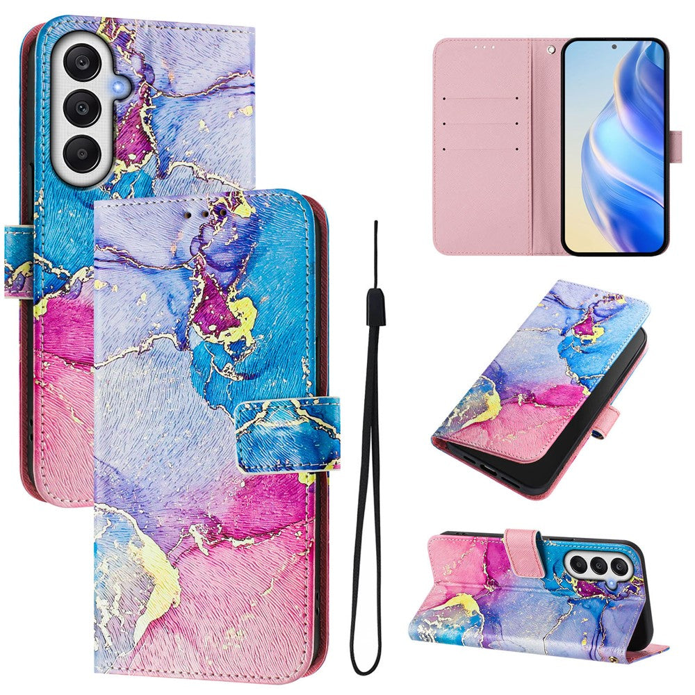 Til Samsung Galaxy A37 5G / A56 5G / A36 5G etui med mønstertryk, pung-telefoncover med rem