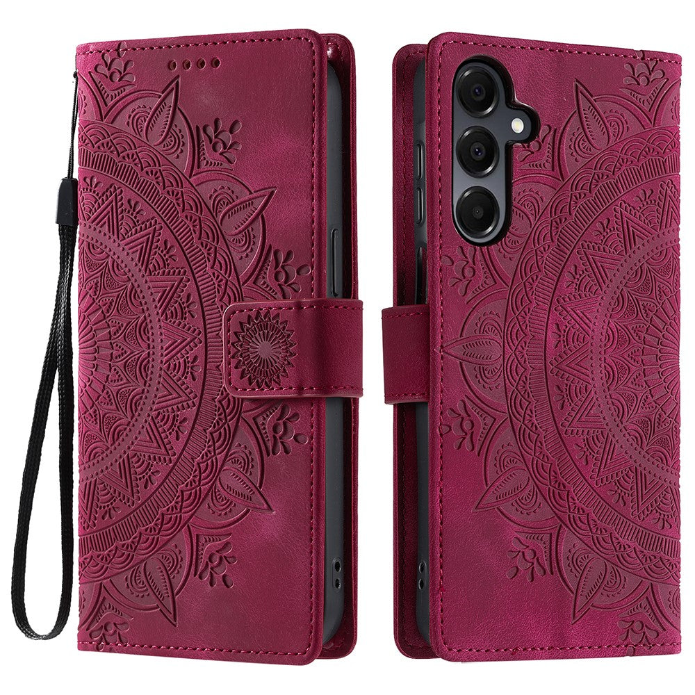 Style 018 For Samsung Galaxy A56 5G Case Imprinted Totem Skin Feel Wallet Leather Phone Cover