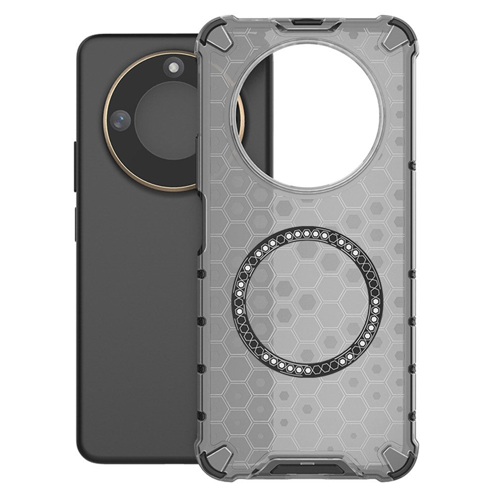 For Honor X60 5G Magnetic Case Honeycomb Design TPU+PC Phone Cover
