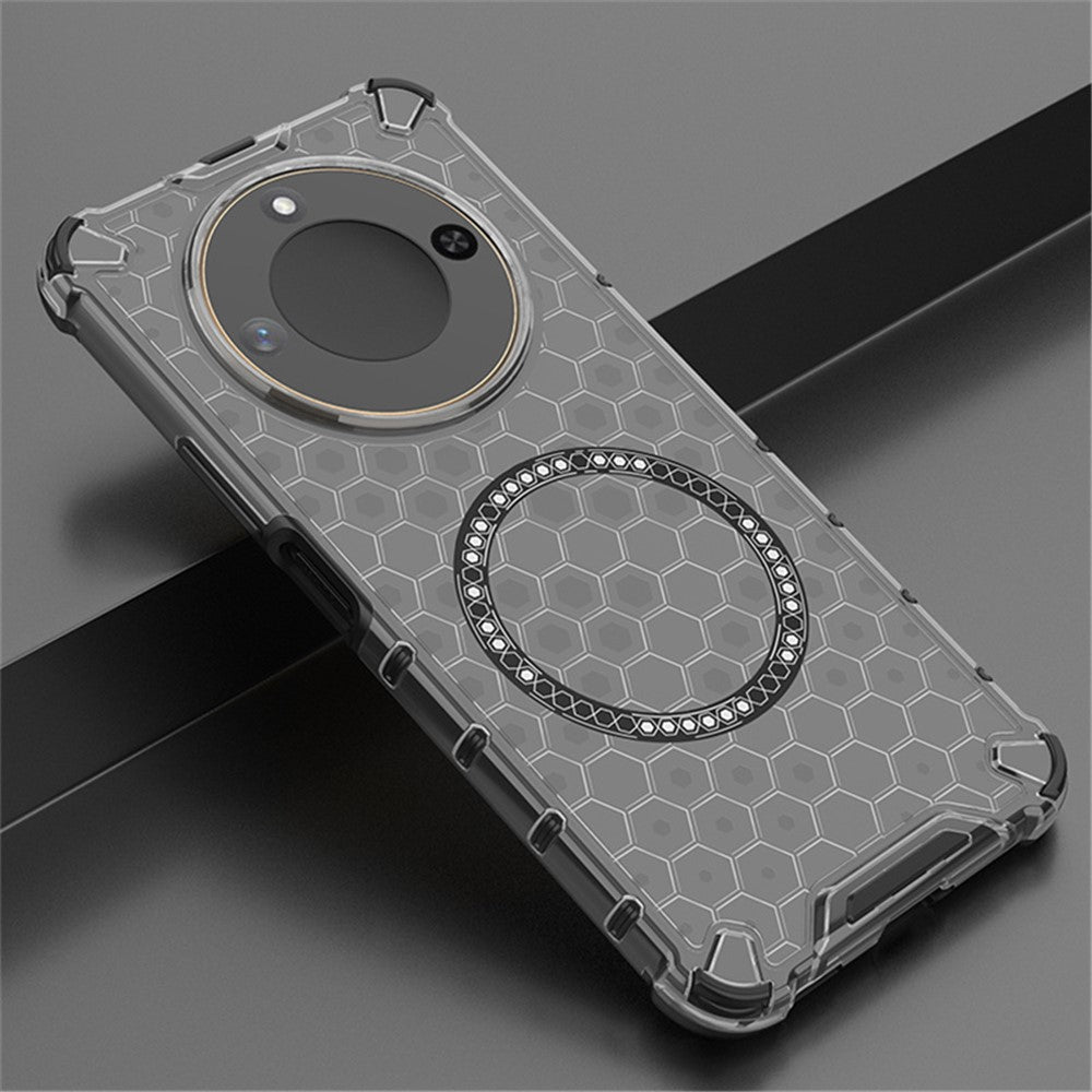 For Honor X60 5G Magnetic Case Honeycomb Design TPU+PC Phone Cover