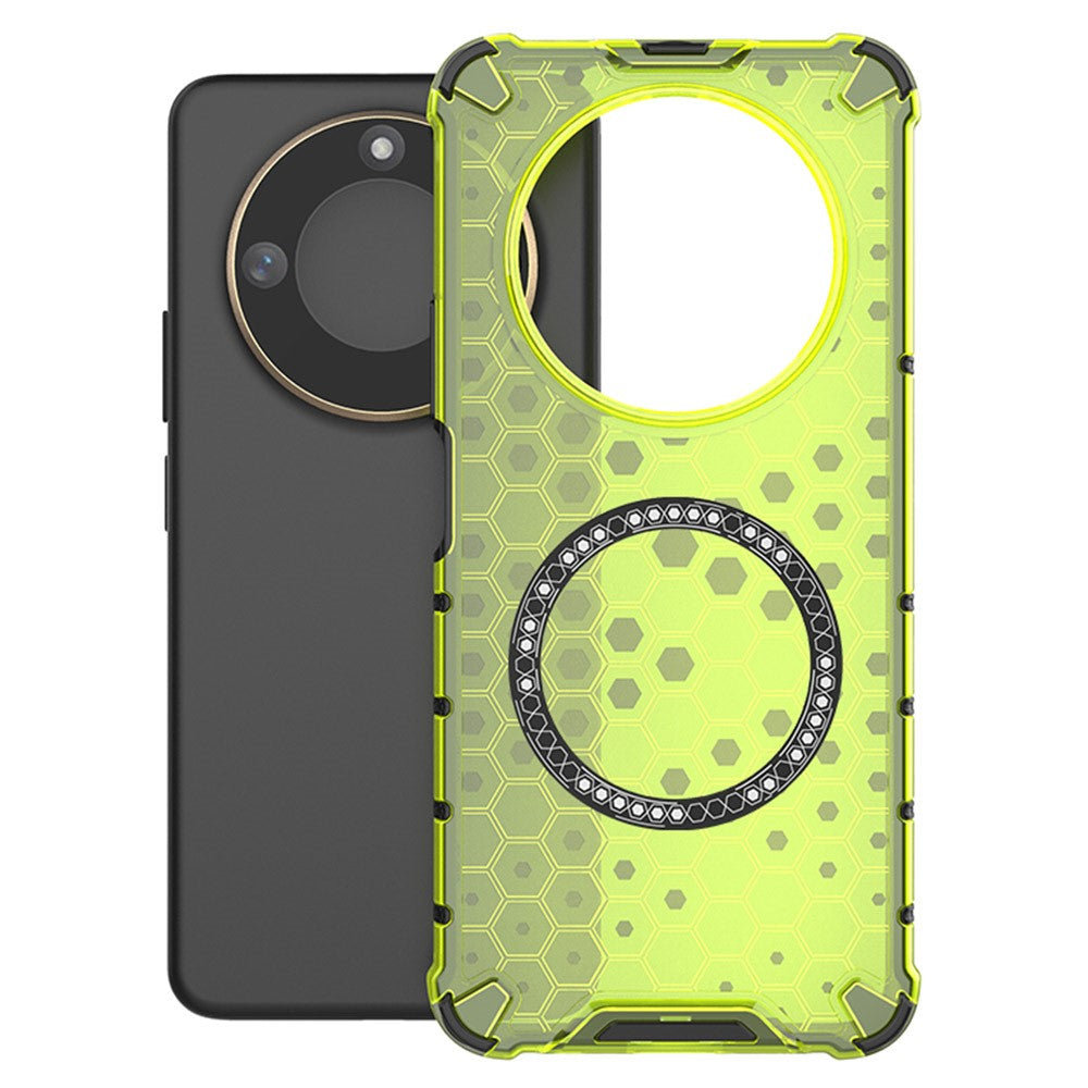 For Honor X60 5G Magnetic Case Honeycomb Design TPU+PC Phone Cover