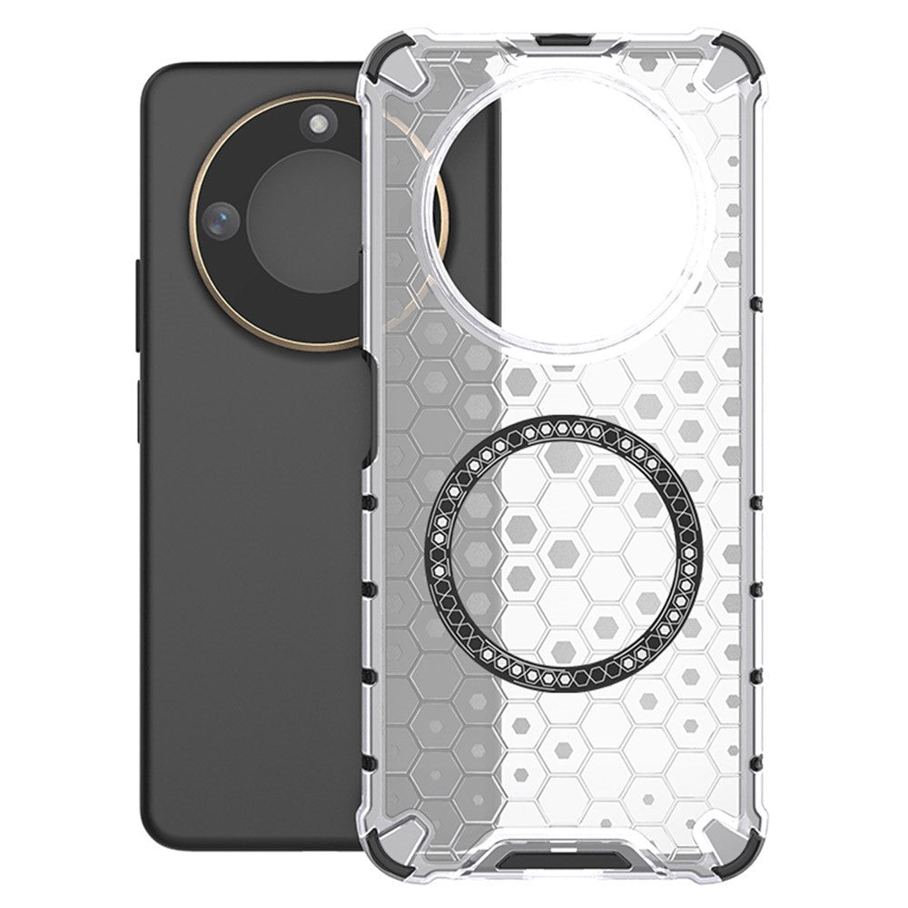 For Honor X60 5G Magnetic Case Honeycomb Design TPU+PC Phone Cover