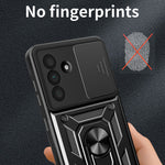 Til Samsung Galaxy A56 5G cover med skydekameralåg PC+TPU støttefod telefoncover