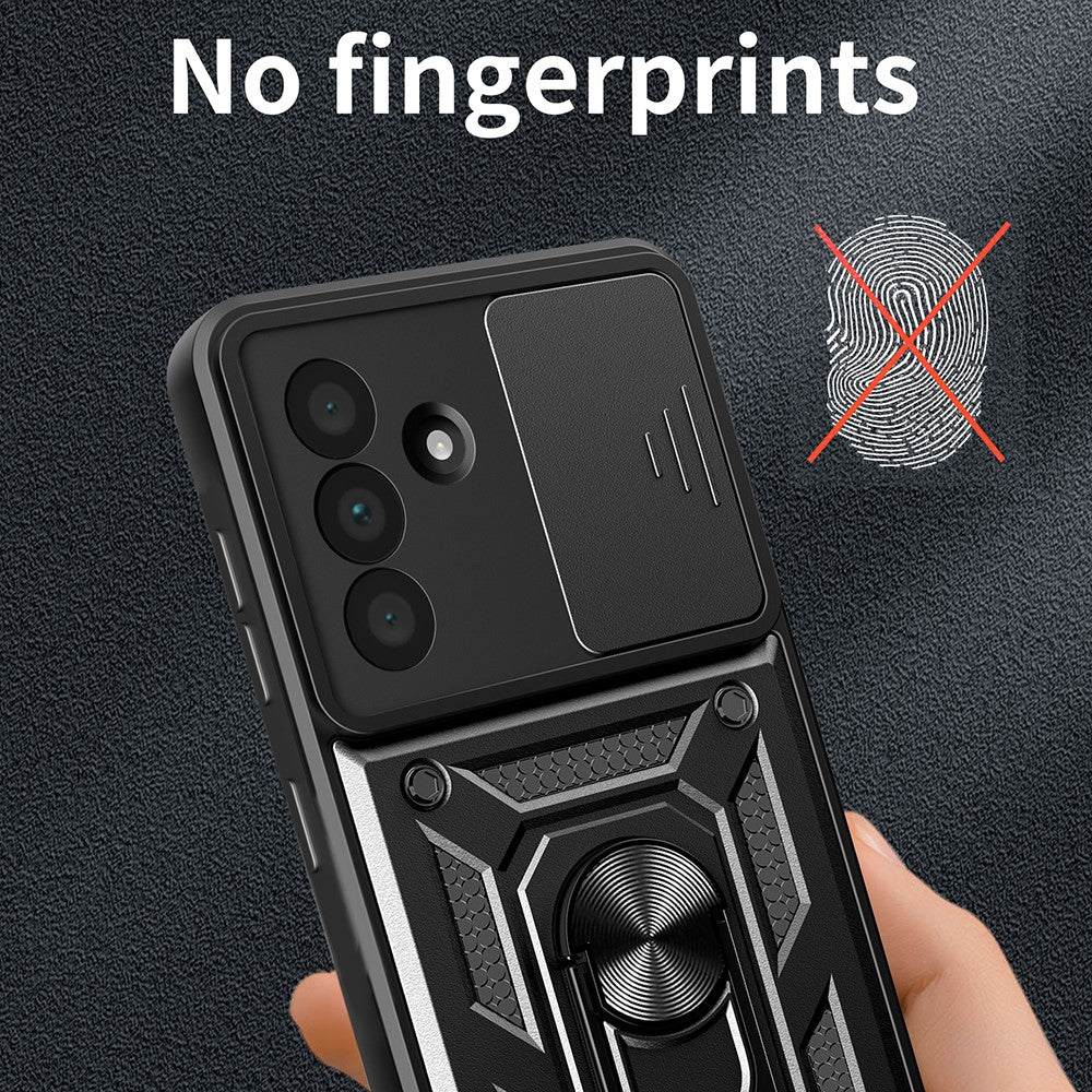 Til Samsung Galaxy A56 5G cover med skydekameralåg PC+TPU støttefod telefoncover