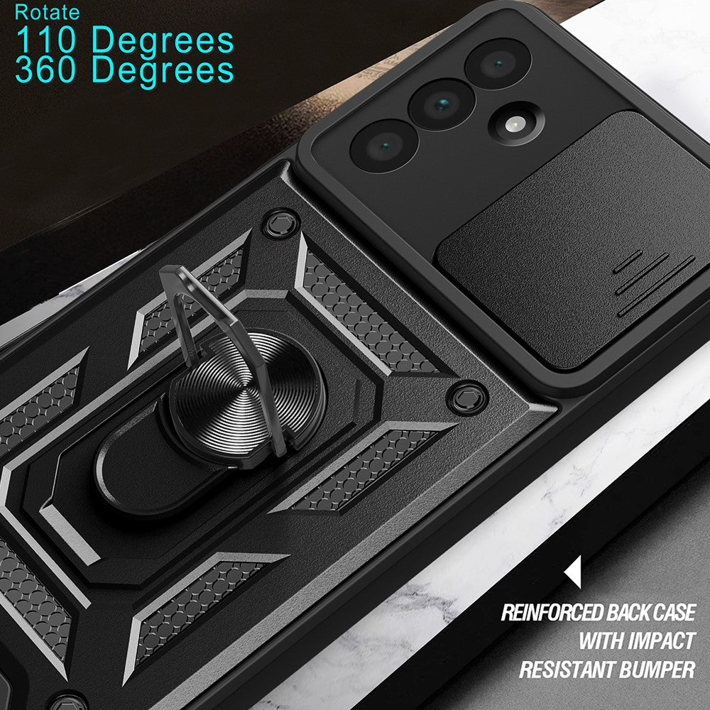 Til Samsung Galaxy A56 5G cover med skydekameralåg PC+TPU støttefod telefoncover