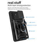 Til Samsung Galaxy A56 5G cover med skydekameralåg PC+TPU støttefod telefoncover