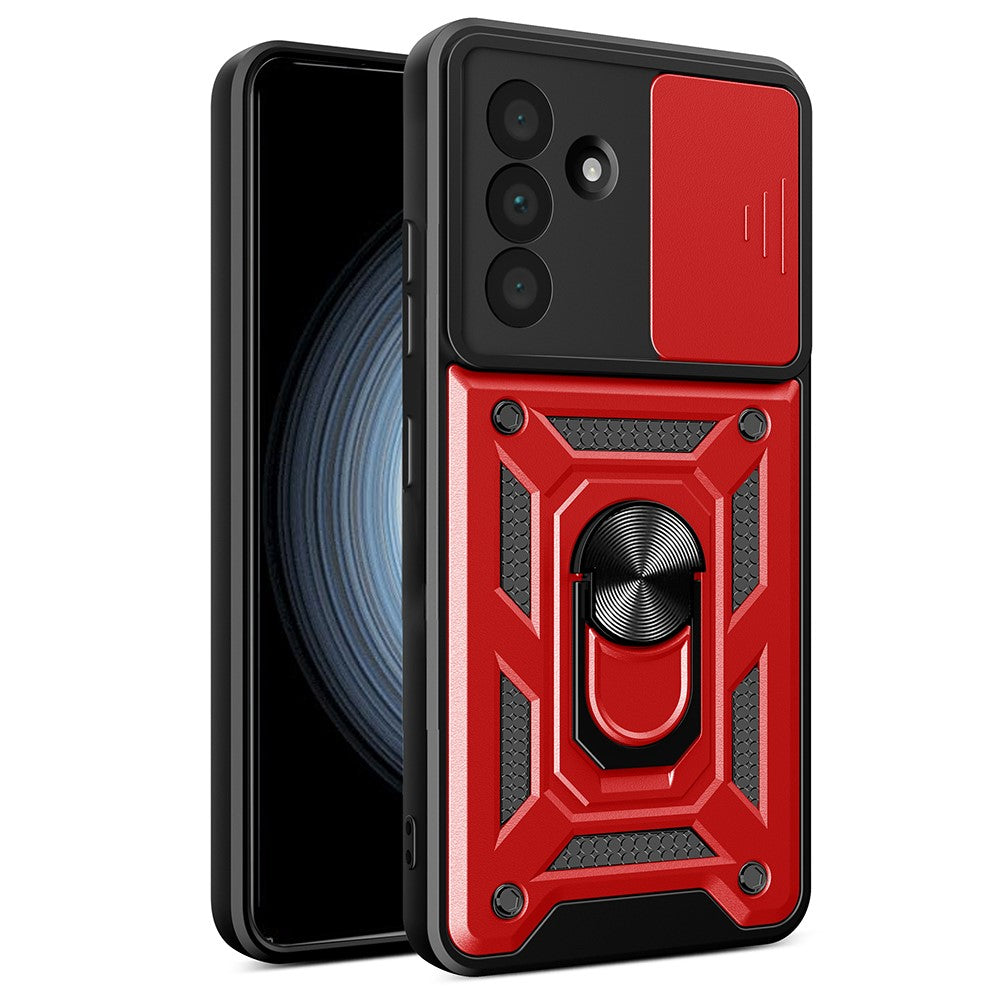 Til Samsung Galaxy A56 5G cover med skydekameralåg PC+TPU støttefod telefoncover