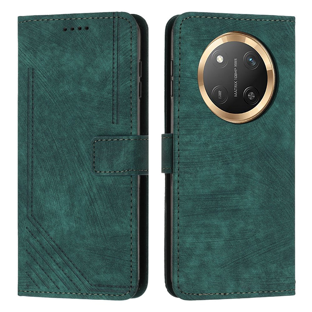 For Honor Magic7 Lite 5G / X9c 5G / X60 Pro 5G Case Imprinted Lines Leather Phone Cover Folding Stand