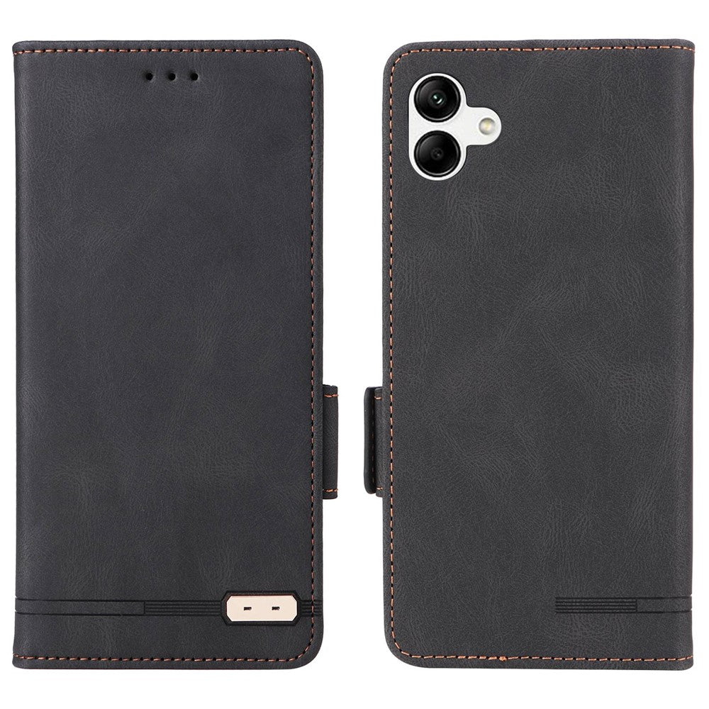 Hardware Decor Phone Case for Samsung Galaxy A04 4G (164.4 x 76.3 x 9.1 mm), Dual Magnetic Clasp PU Leather Wallet Adjustable Stand Phone Cover