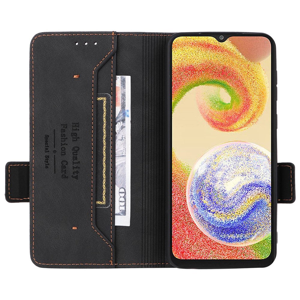 Hardware Decor Phone Case for Samsung Galaxy A04 4G (164.4 x 76.3 x 9.1 mm), Dual Magnetic Clasp PU Leather Wallet Adjustable Stand Phone Cover