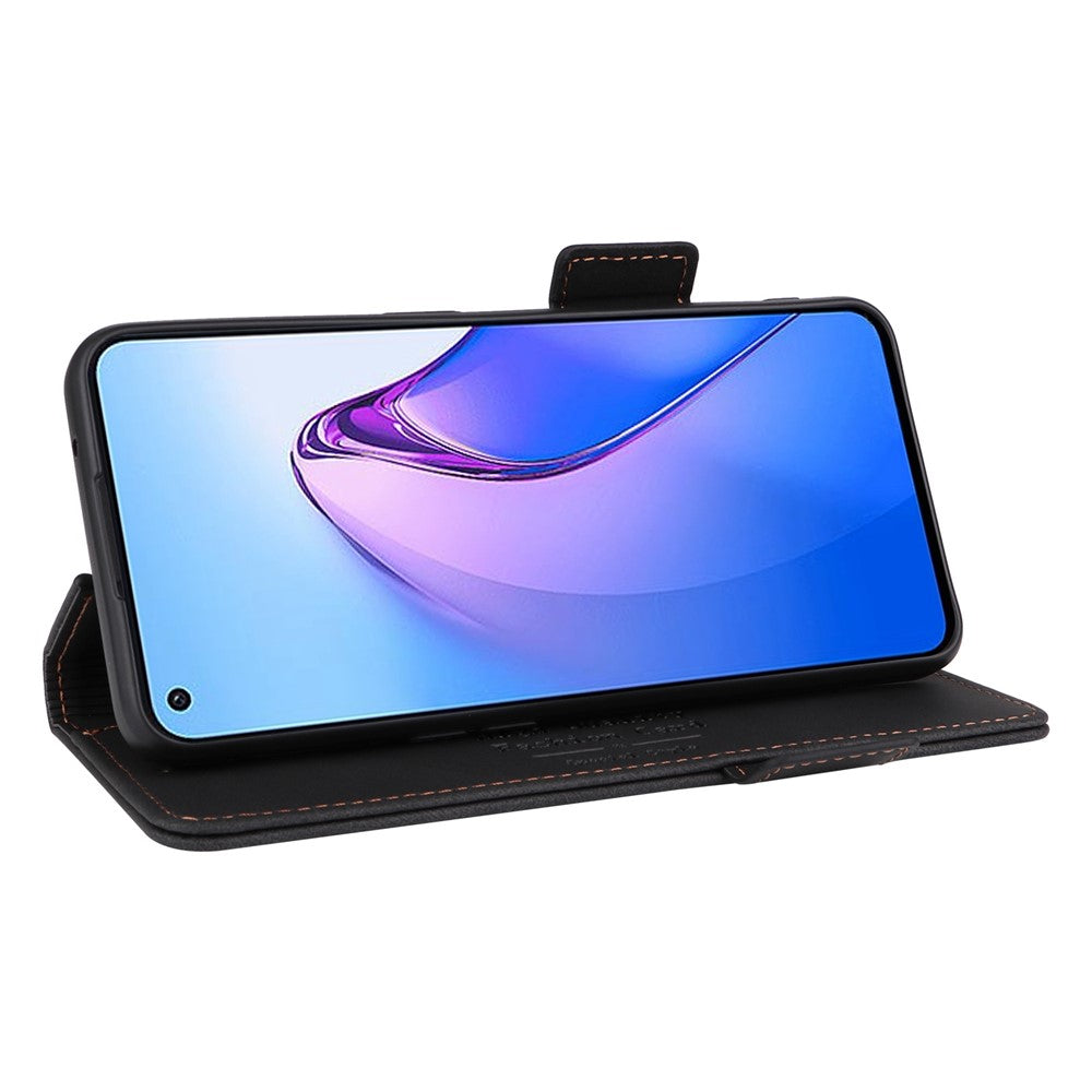 Hardware Decor Phone Case for Oppo Reno8 5G (Global Version), Anti-collision Dual Magnetic Clasp PU Leather Wallet Stand Phone Cover