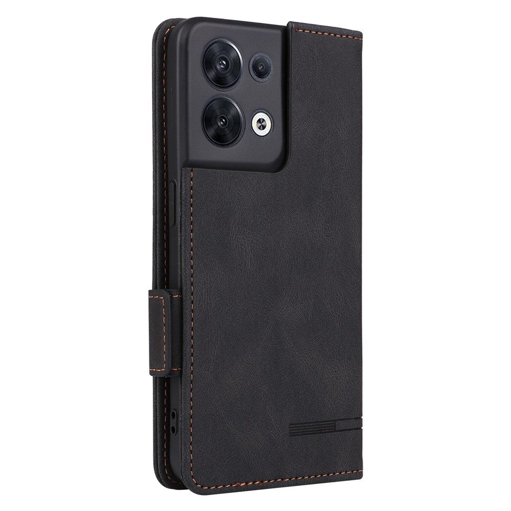 Hardware Decor Phone Case for Oppo Reno8 5G (Global Version), Anti-collision Dual Magnetic Clasp PU Leather Wallet Stand Phone Cover