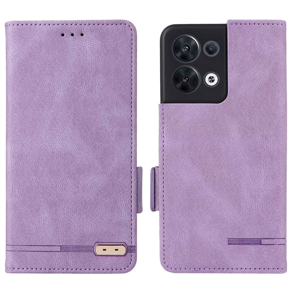 Hardware Decor Phone Case for Oppo Reno8 5G (Global Version), Anti-collision Dual Magnetic Clasp PU Leather Wallet Stand Phone Cover