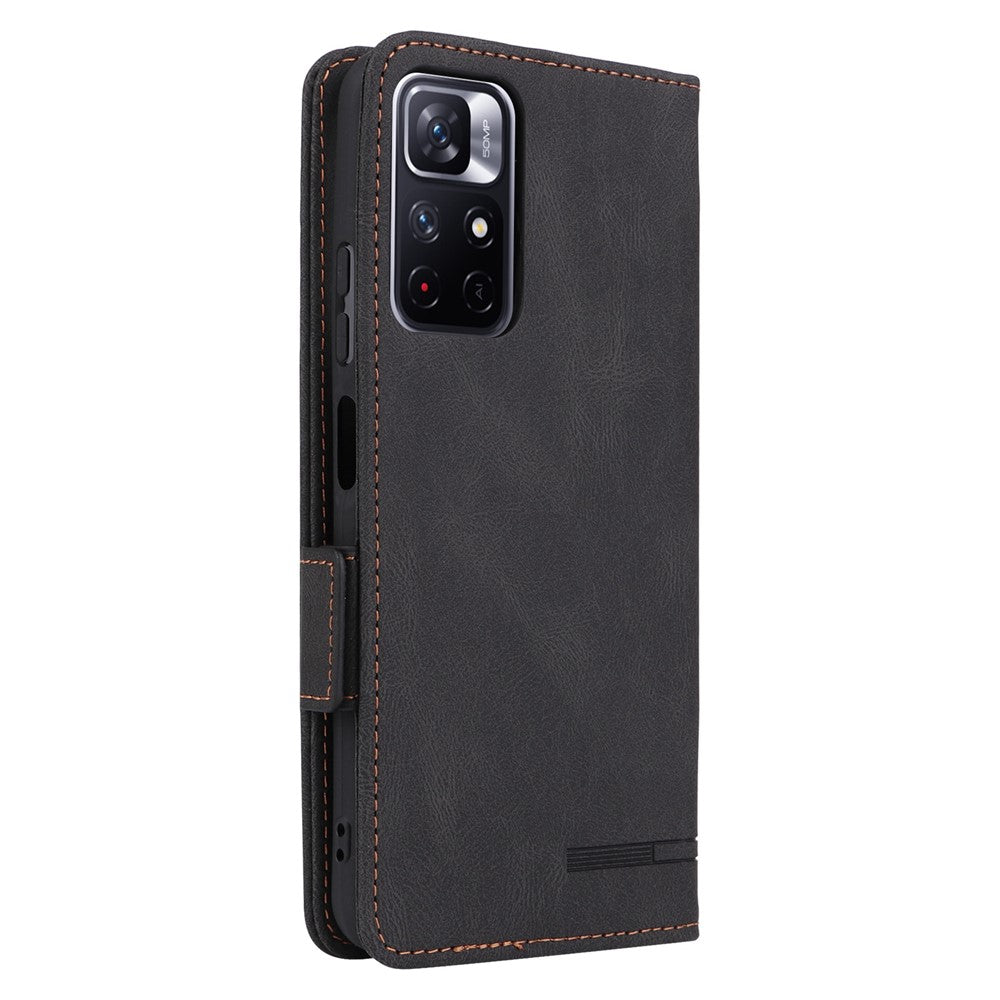 Hardware Decor Phone Case for Xiaomi Poco M4 Pro 5G / Redmi 10 4G (2021) / Note 11S 5G, Dual Magnetic Clasp PU Leather Wallet Foldable Stand Phone Cover