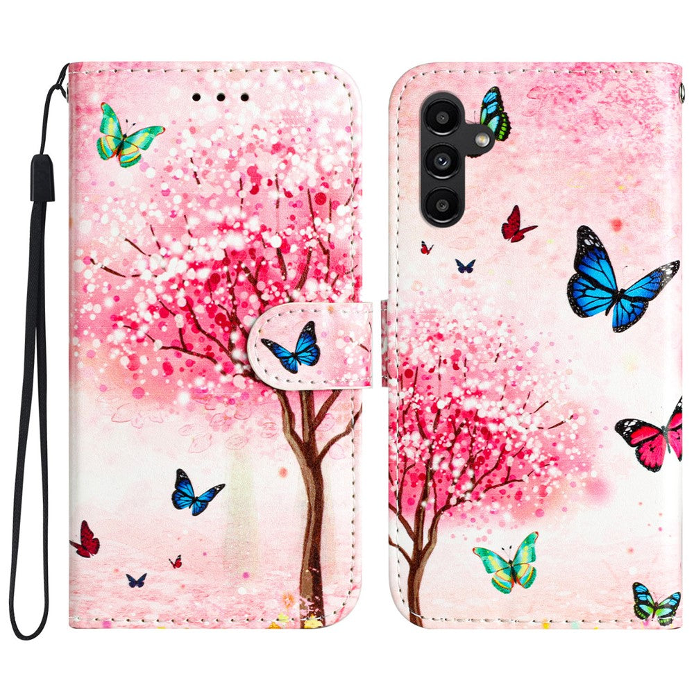 Samsung Galaxy A18 4G / A18 5G / A17 4G / A17 5G / A26 5G pungcover i læder med trykt mønster