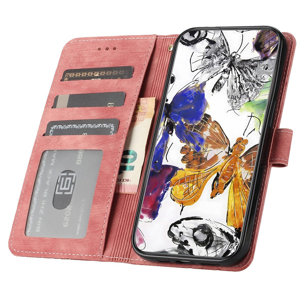 Samsung Galaxy A18 4G / A18 5G / A17 4G / A17 5G / A26 5G-cover med sommerfugledesign, foldbart lædercover med hudlignende overflade