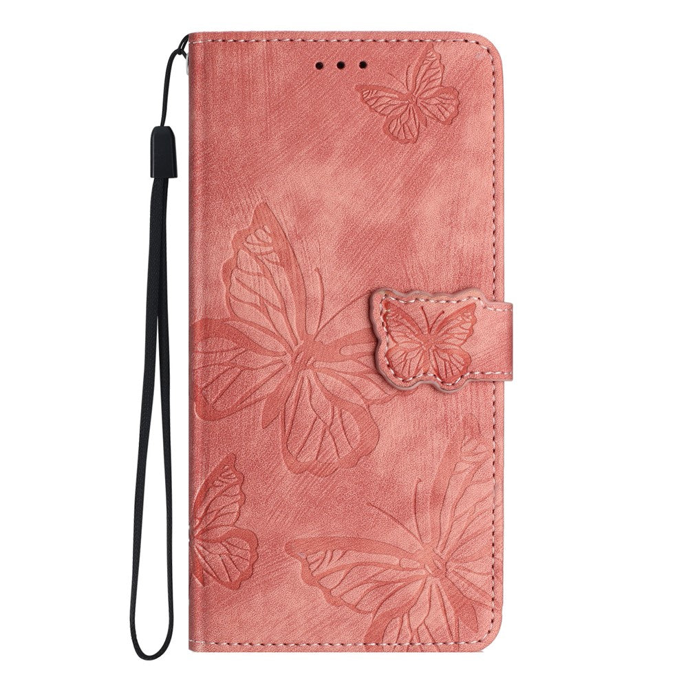 Samsung Galaxy A18 4G / A18 5G / A17 4G / A17 5G / A26 5G-cover med sommerfugledesign, foldbart lædercover med hudlignende overflade